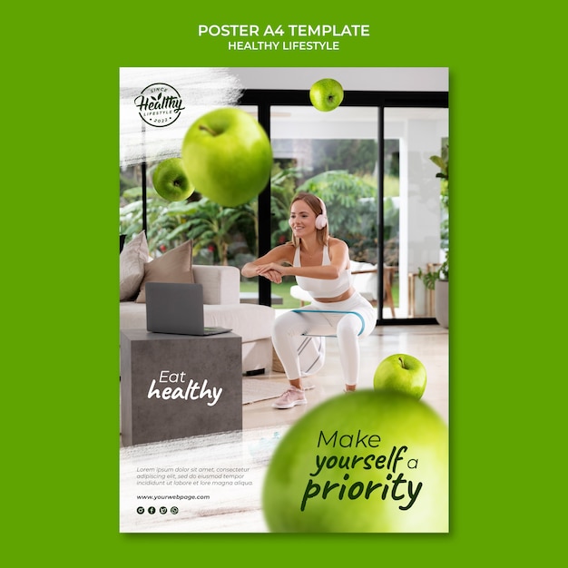 Free PSD healthy lifestyle poster template