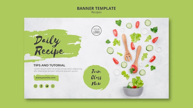 Free PSD healthy recipes banner template