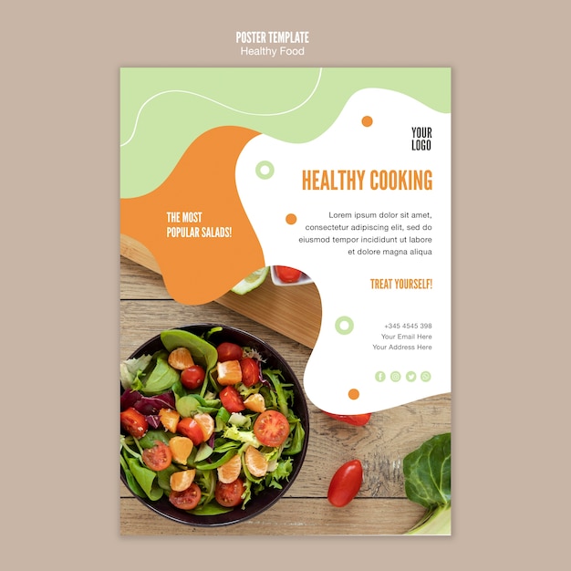 Healthy salad cooking  poster template