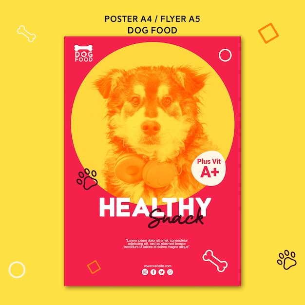 Free PSD healthy snack dog food poster template