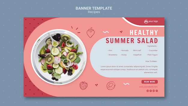 Healthy summer salad banner template