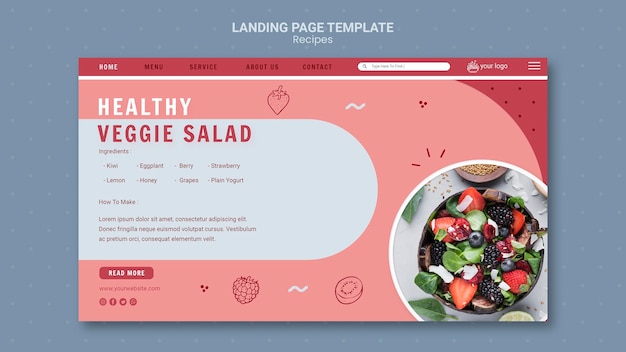 Free PSD healthy veggie salad landing page template