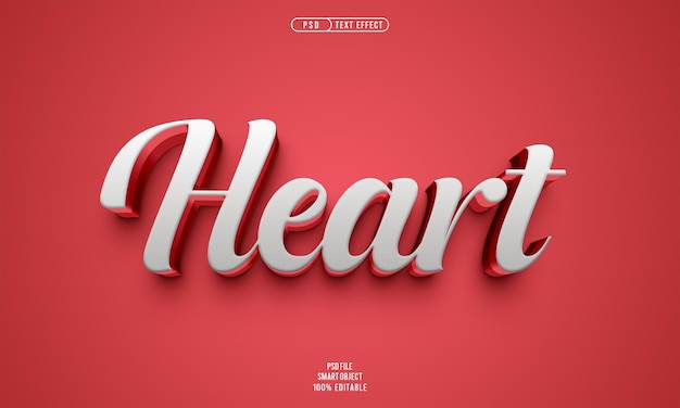 Free PSD heart 3d editable text effect