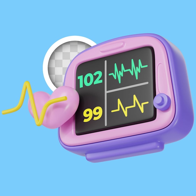 Free PSD heart monitor for medical use 3d illustration