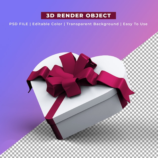 heart shape gift box 3d render