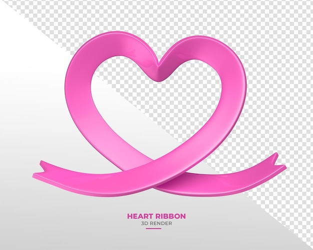 Free PSD heartshaped pink ribbons for breast cancer awareness in 3d elements with transparent background