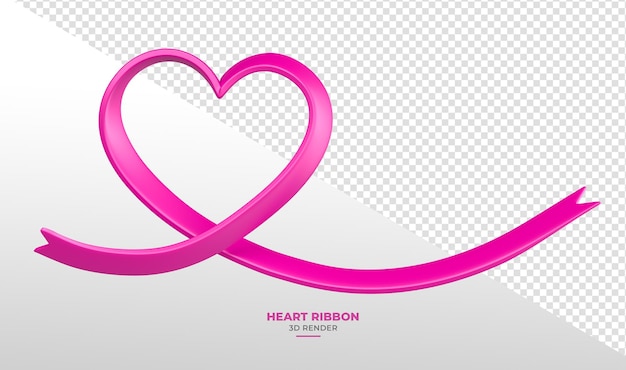 Free PSD heartshaped pink ribbons for breast cancer awareness in 3d elements with transparent background