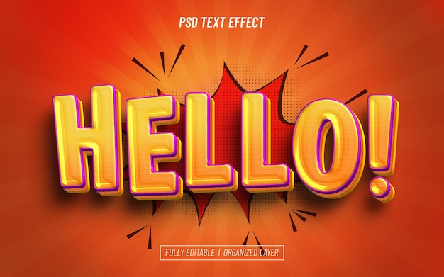 Hello comic style editable text effect