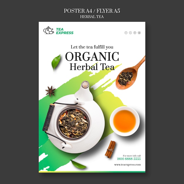 Free PSD herbal tea poster design