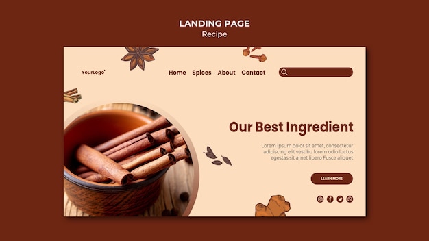 Free PSD herbs and spices landing page template