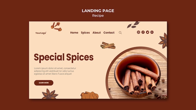 Herbs and spices landing page template