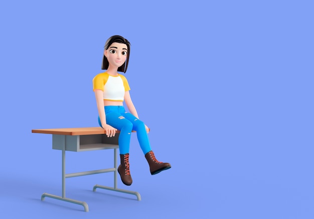 Free PSD high school student posture three-dimensional icon