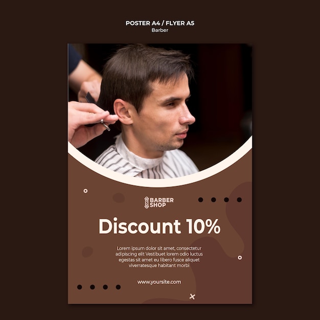 Free PSD high view man at barber shop poster template