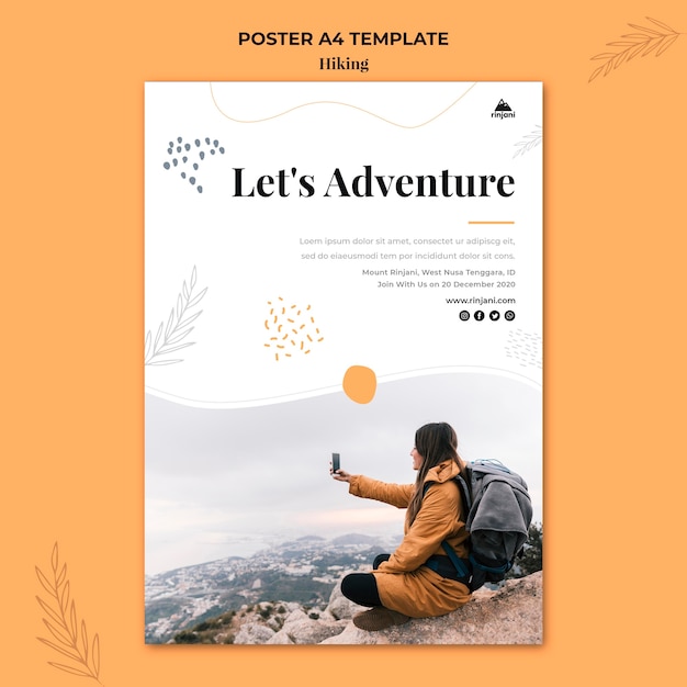 Free PSD hiking adventure poster template