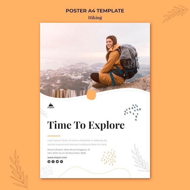 Hiking adventure poster template