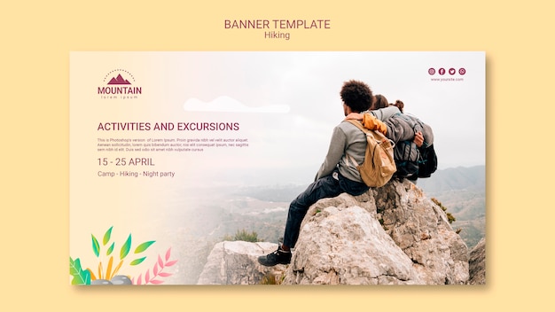 Free PSD hiking concept banner template