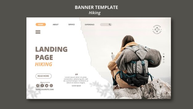 Hiking concept banner template