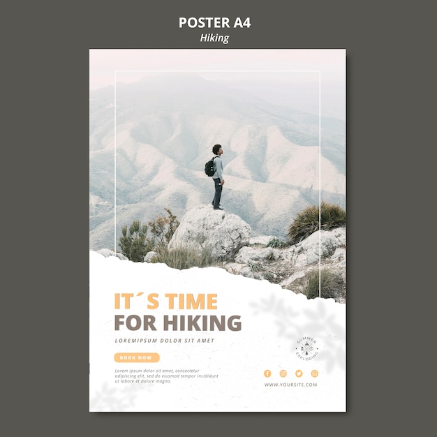 Free PSD hiking concept poster template