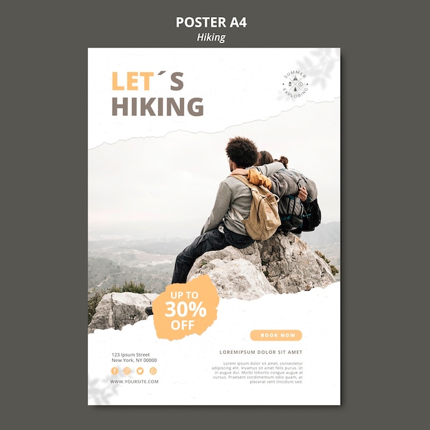 Hiking concept poster template