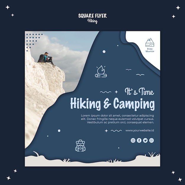 Hiking concept square flyer style