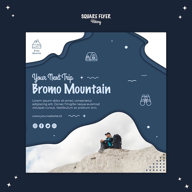 Hiking concept square flyer template