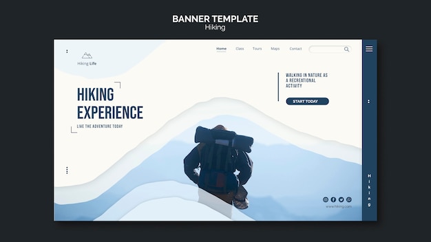 Free PSD hiking landing page template