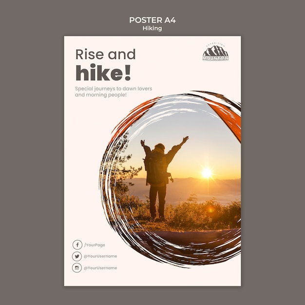 Hiking poster template