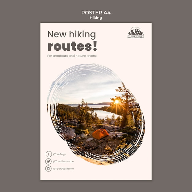 Hiking poster template