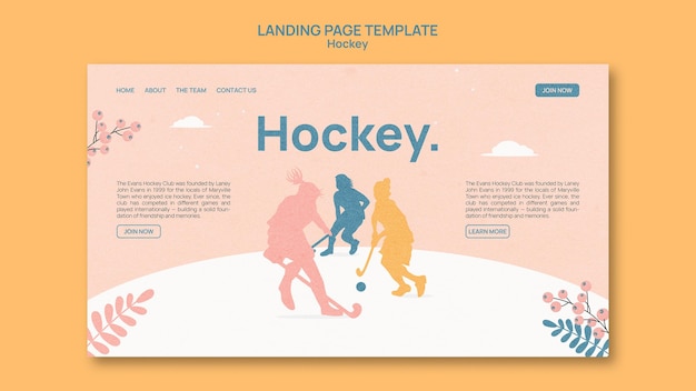 Free PSD hockey landing page template design