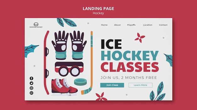 Free PSD hockey landing page template