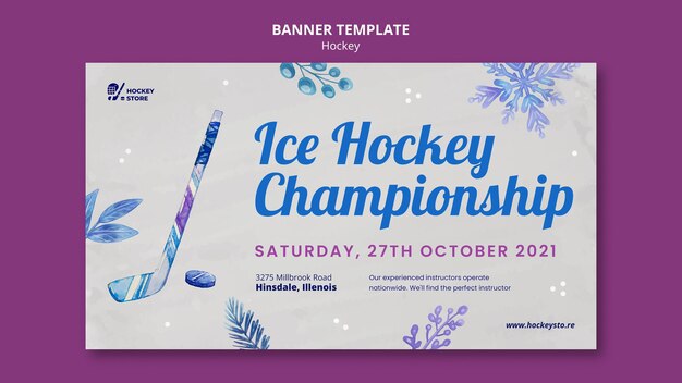 Hockey season horizontal banner template