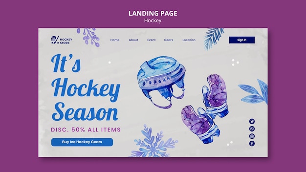 Free PSD hockey season landing page template