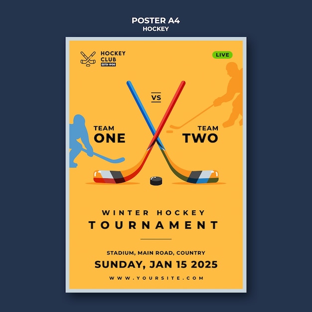 Free PSD hockey tournament poster template