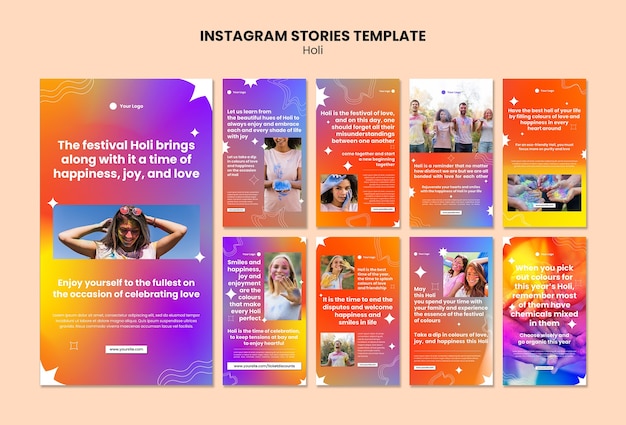 Free PSD holi celebration  instagram stories