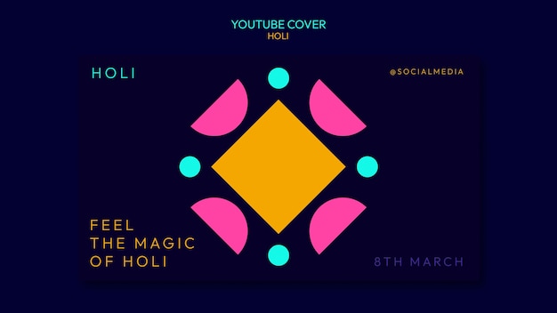 Free PSD holi celebration youtube cover template