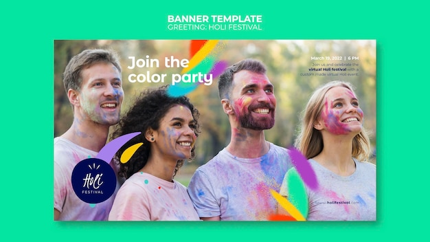 Free PSD holi festival banner template