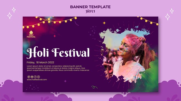 Holi festival banner template