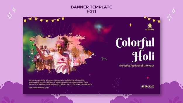 Holi festival banner template