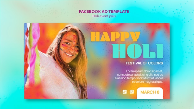 Holi festival celebration facebook template