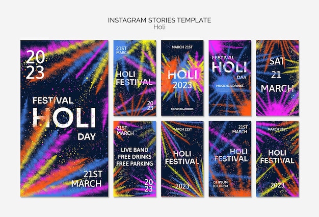 Holi festival celebration instagram stories