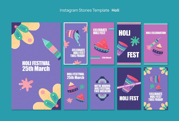 Holi festival celebration instagram stories