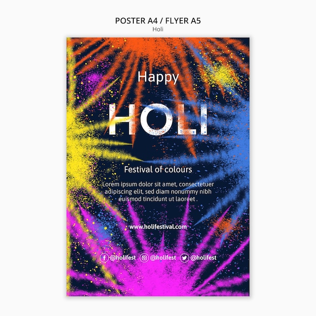 Free PSD holi festival celebration poster template