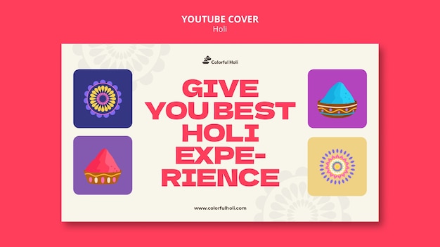 Free PSD holi festival celebration youtube cover template