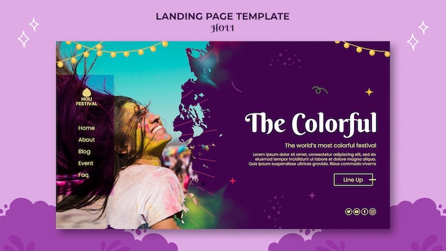 Free PSD holi festival landing page template