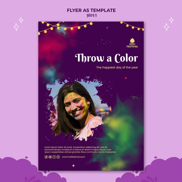 Holi festival poster or flyer template