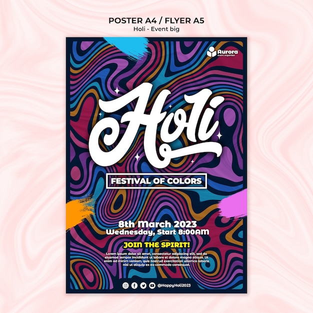 Free PSD holi festival poster template