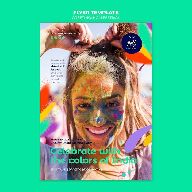 Free PSD holi festival print template