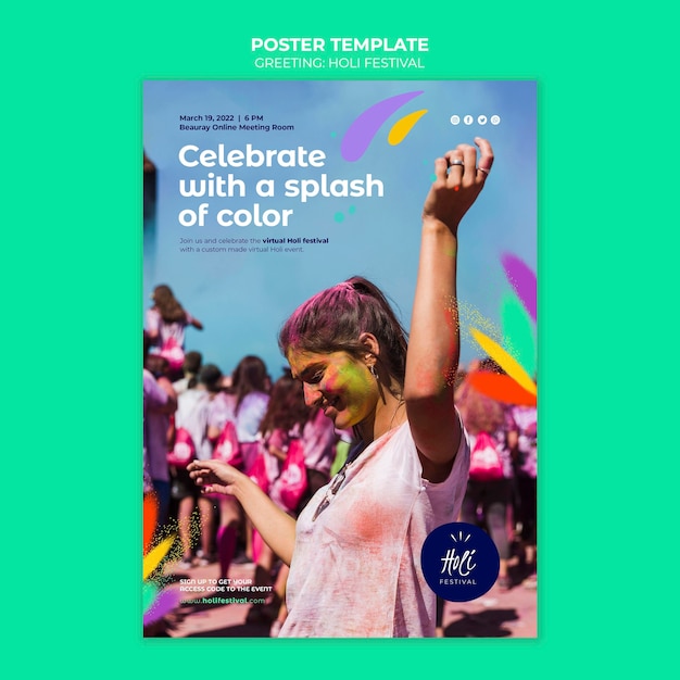 Free PSD holi festival print template