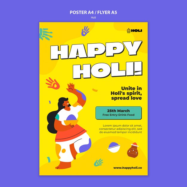 Holi festival template design