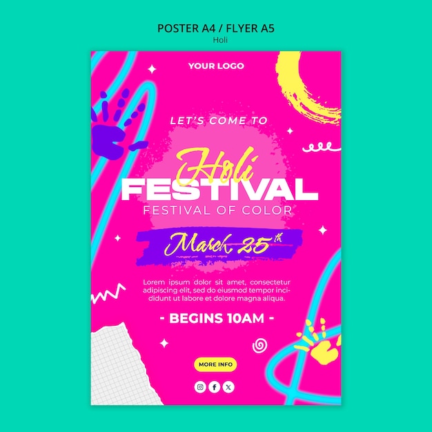 Holi festival template design